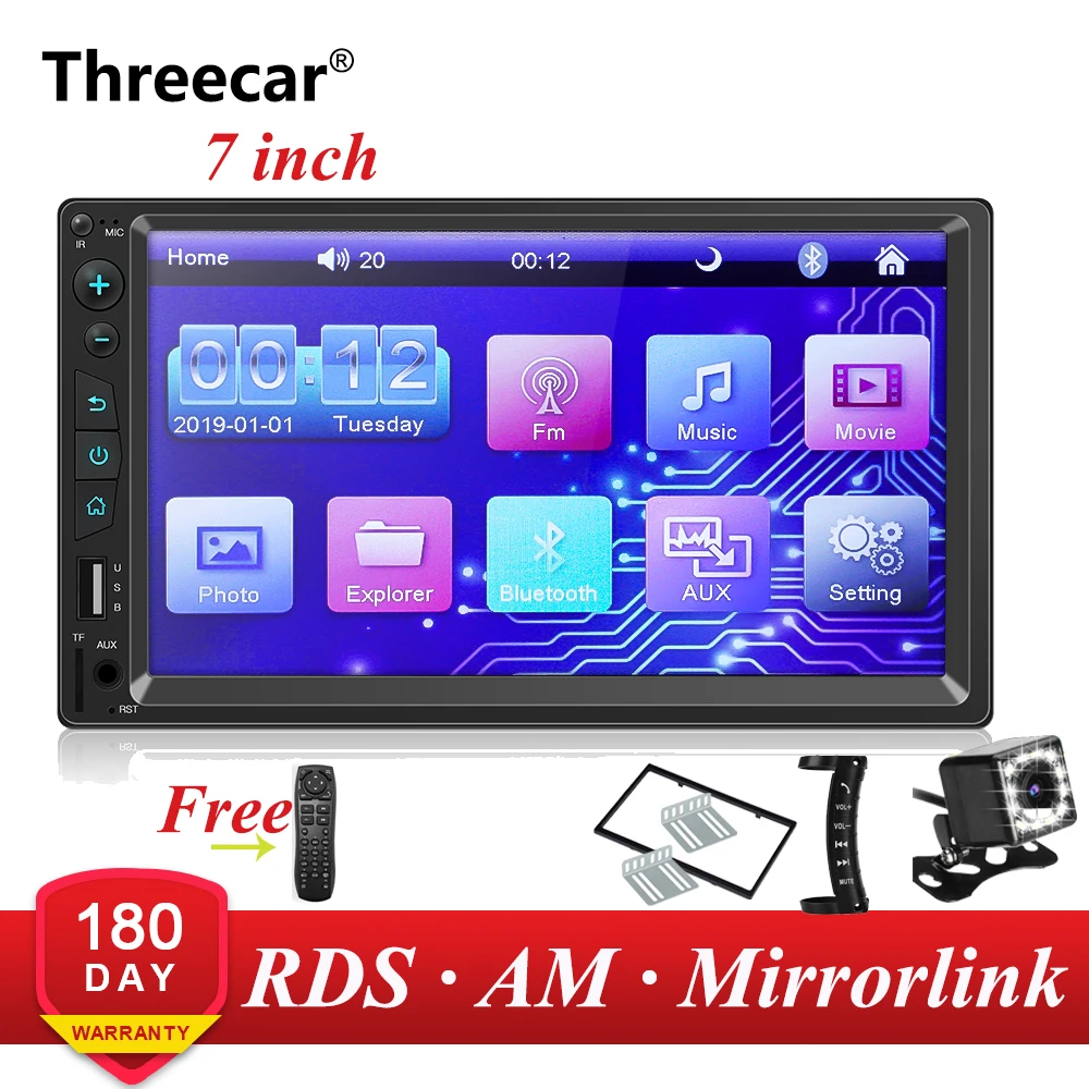

2 din car radio RDS AM mirrorlink Android 9.0 Touch Screen Digital Display 7" HD Player MP5 Bluetooth Multimedia USB 2din Auto