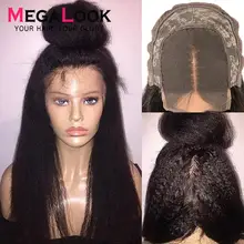 4x4 закрытие парик перуанский парик на кружевной основе humaine Волосы Кудрявые прямые парики для черных женщин 30 дюймов Кружева Закрытие парик Remy Megalook волос