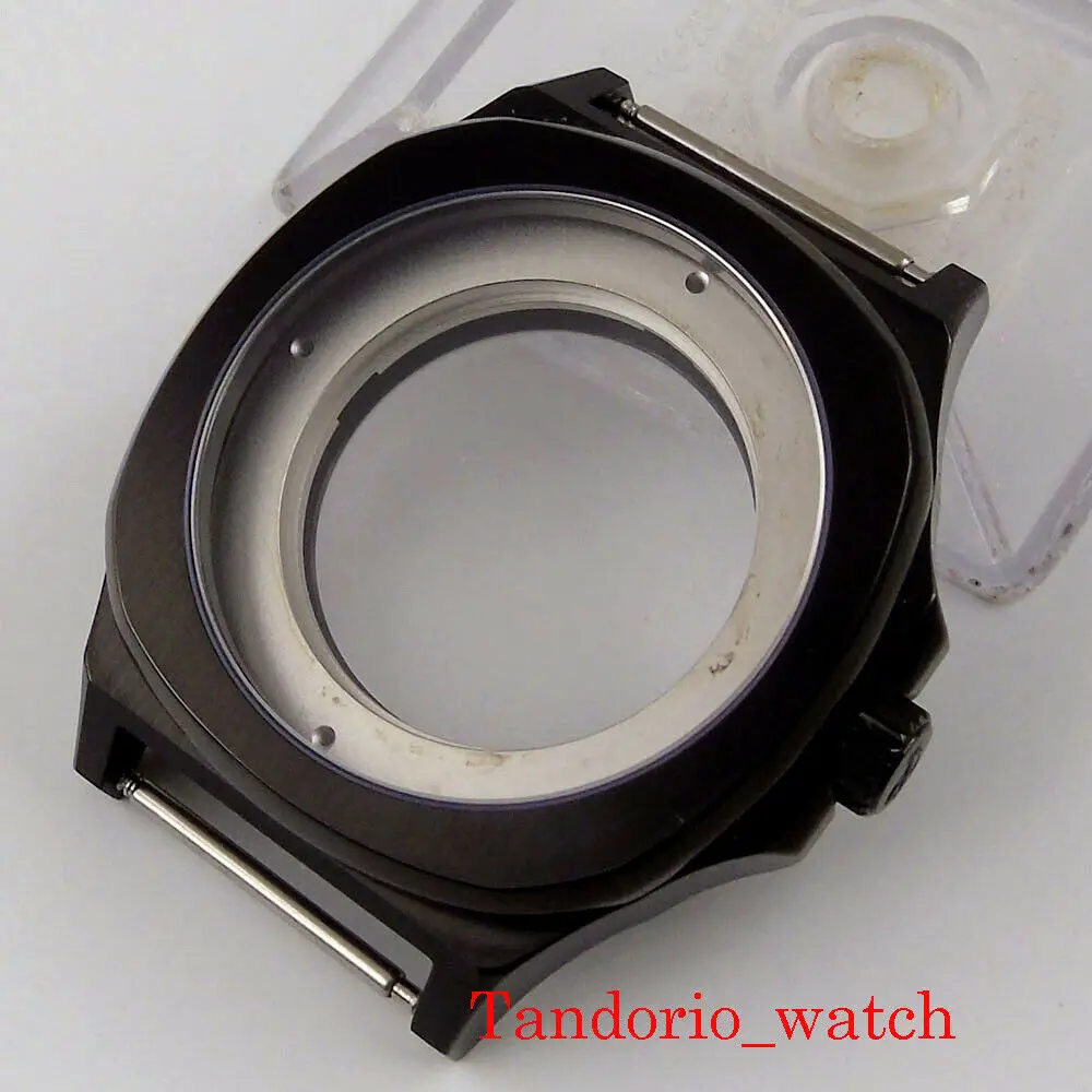 44mm Black PVD Square Watch Case Fit for MIYOTA 8215 ETA 2836 Movement