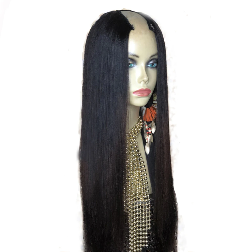 Eversilky Long 26inch Straight 2x4 Middle Part Human Hair Wigs U Part Wigs For Black Women Remy Hair Natural U Wig Peruvian Wig