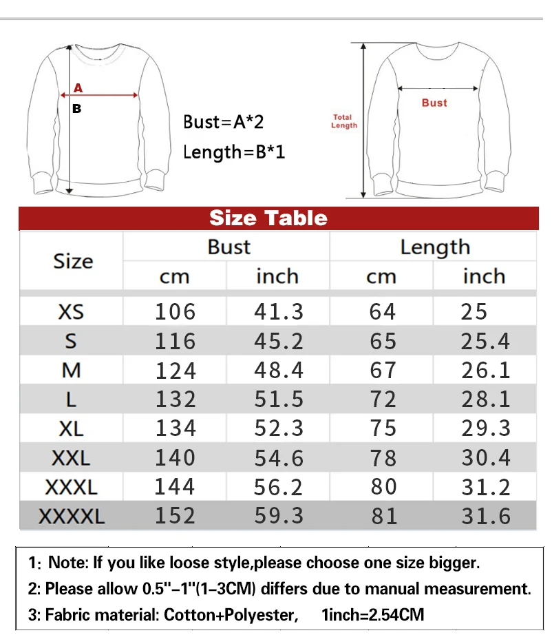 Size Charts – animeweebcity