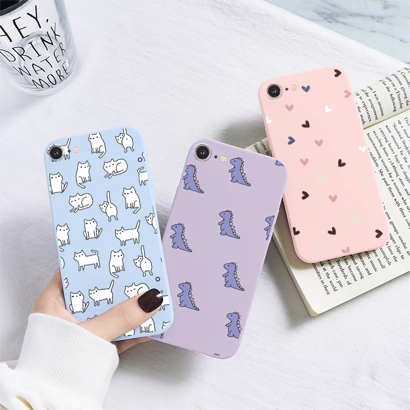 For iPhone 7 8 SE 2020 Flower Cartoon Celular Case For iPhone7 8 SE2020 se 2020 se2020 A1778 A1660 A1779 Silicon Matte TPU Cover iphone se silicone case