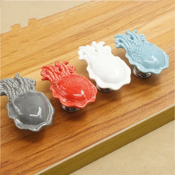 Cartoon Octopus Ceramic Drawer Knobs Cabinet Pulls Kitchen Handles Cute Furniture Handle for Kids Room Furniture Hardware