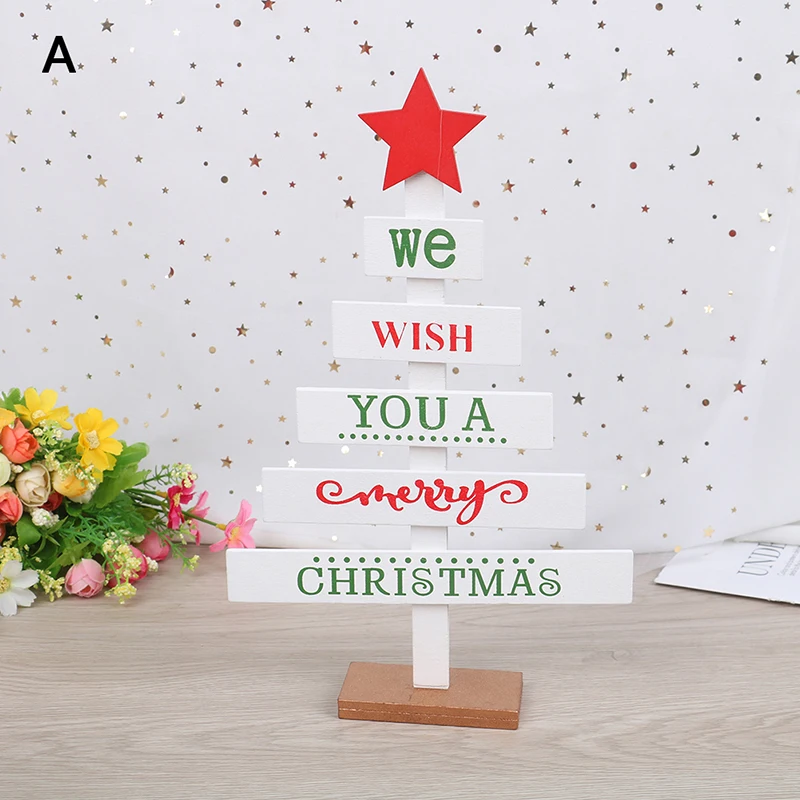 Мини Снежинка звезда креативные деревянные елки украшения для дома капли рабочего стола украшения Счастливого Рождества деко 29*18 см - Цвет: A