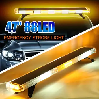 

Universal Car Roof Strobe Light 88LED Emergency Flashing Warning Light Lamp 88W 47" Car Truck Roof Top Flash Light Amber & White