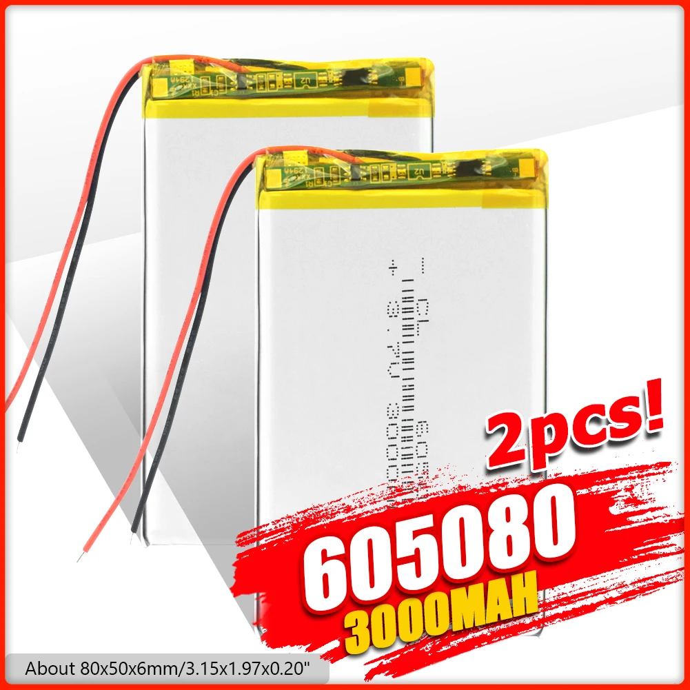1/2/4 штук Большой Ёмкость 3 7 v Lipo Батарея 3000 мА/ч 605080 литий ионный полимерный