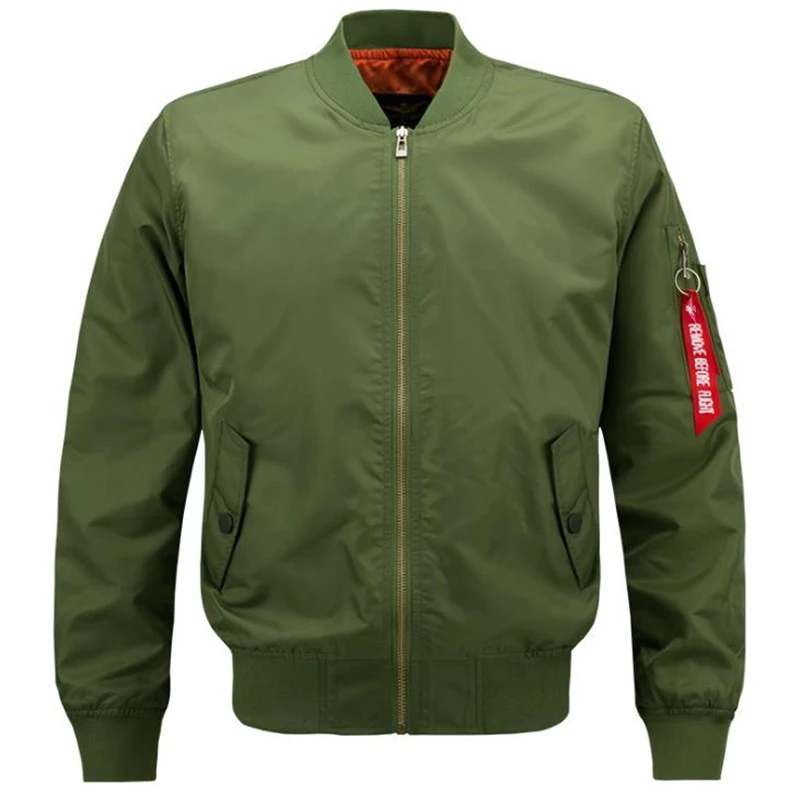 

Men Classic Solid Color Ma1 Bomber Jacket Flight Pilot Coat Couples Baseball Jackets Male Streetwear Stand Collar Coat