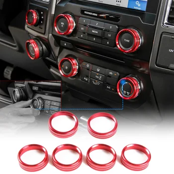

6pcs Car Air Conditioner&Audio Switch Ring Cover Trim Decor Fit For Ford F150 2015+ ABS Decoration Trims Car Stickers