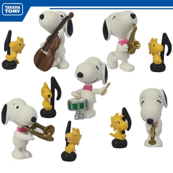 

TOMY Snoopy Weekend Concert Violin Drum Holder Gacha Decoration Q Version Action Figure Model Toy