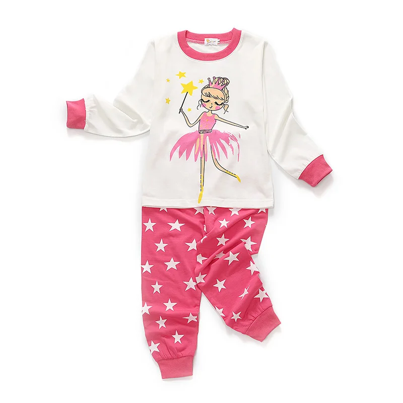 Осенние пижамные комплекты для малышей, милая повседневная одежда для сна с длинными рукавами и рисунком фламинго для девочек, комплект детской одежды из хлопка