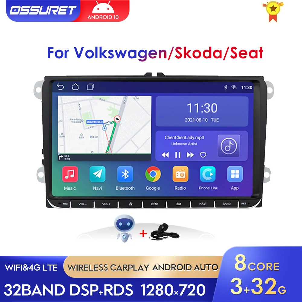 Android 10 телефон стерео плеер для VW Volkswagen SKODA GOLF 5 Golf 6 POLO PASSAT B5 B6 JETTA TIGUAN DSP SWC BT |