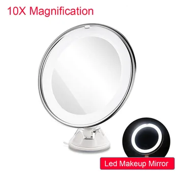 

10X Magnifying Cosmetic Mirror 360 Degree Rotating Led Illuminated Makeup Mirror with Locking Suction Cup Base