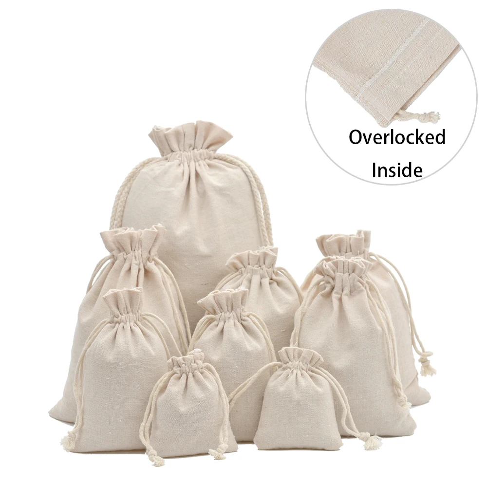 50 БЮ. Bolsas de regalo reutilizables de algodon de muselina para dulces granos de cafe hierba te embalaje boda fiesta