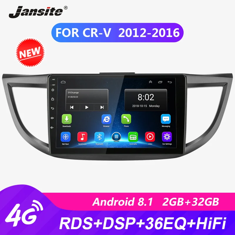 Jansite 10 "автомобильное радио для Honda CR-V 2012-2016 RDS Wifi Авторадио Android 8 1 2.5D IPS сенсорный