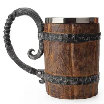 

Simulation Crude Wood Mug Double Wall Insulated Beer Cup Wine Tumbler Big Drinking Mug Wine Tumbler Beer Drinking Mug