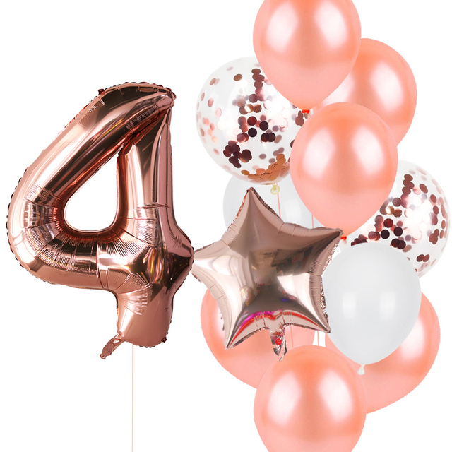 Birthday Rose Gold Number Foil Balloon Party Decorations Kids First 1st 2nd 3rd Birthday Baby Shower Boy Girl Baloons