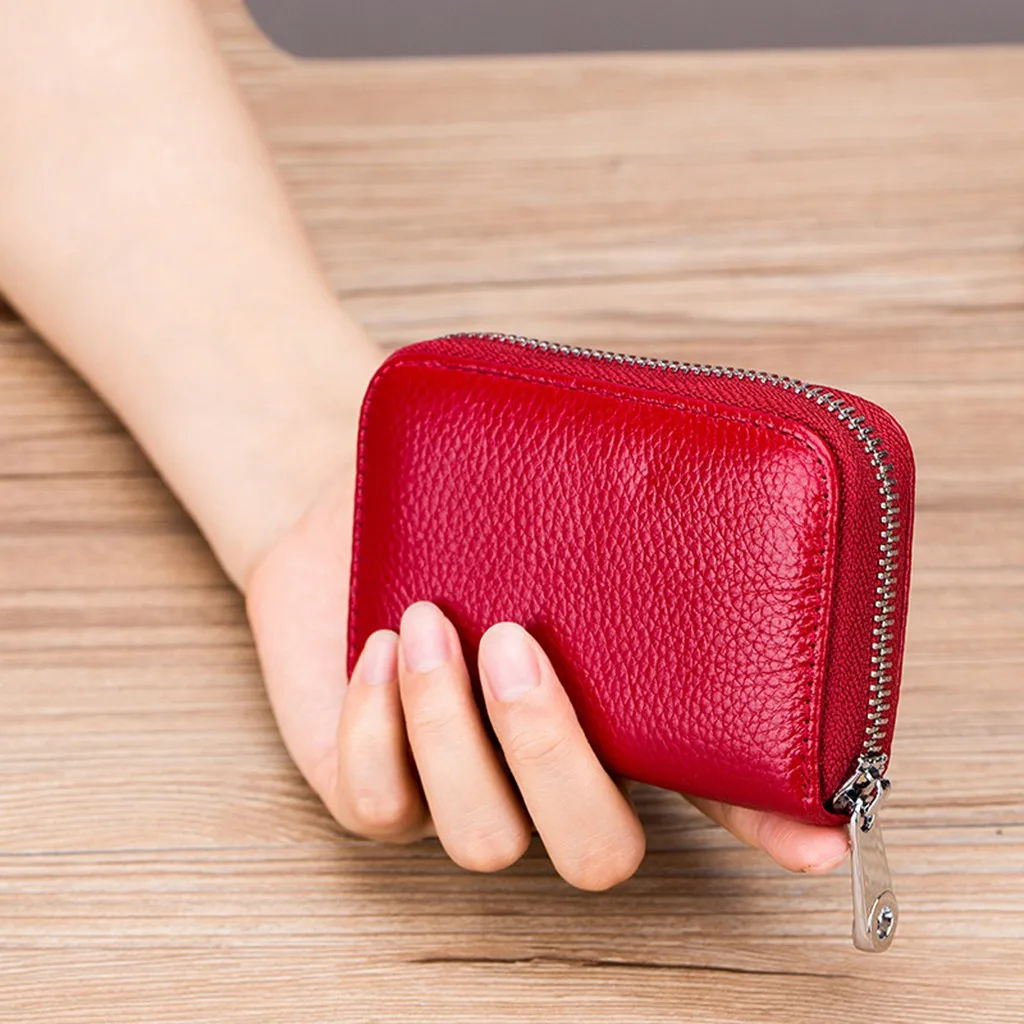 

Unisex Leather Wallet Multi-Card Position Organ Zipper Card Package Solid Color Natural Stylish Fresh Clutch Bag Leisureкошелек