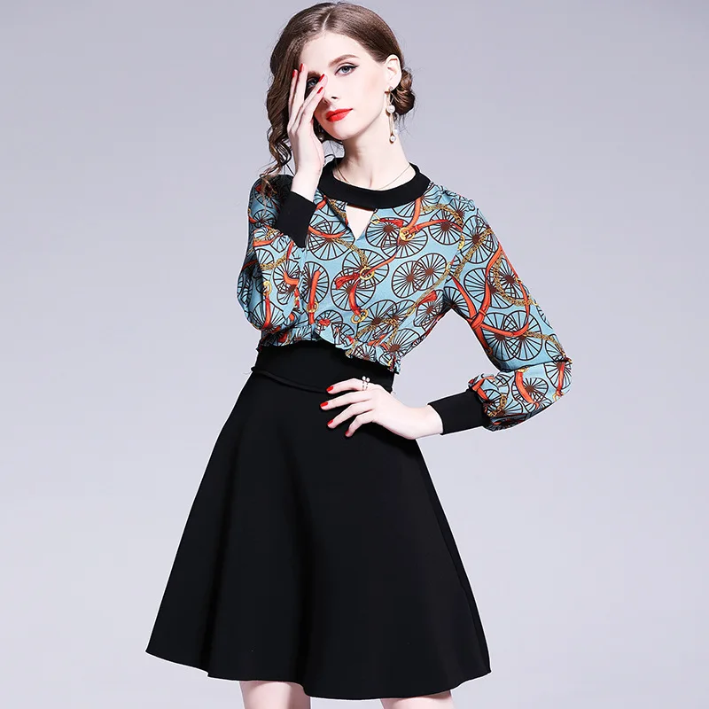 Lente En Zomer 2020 Nieuwe Ronde Hals Hollow Keten Afdrukken En Splicing Hoge Taille Dunne Jurk Casual Jurk Jurk Elegant Lente En Zomer 2020 Nieuwe Ronde Hals Hollow Keten Afdrukken En Splicing Hoge Taille Dunne Jurk Casual Jurk Jurk Elegant