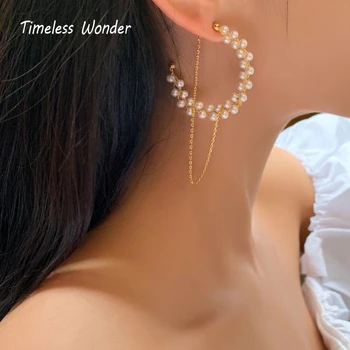 

Timeless Wonder Glam Faux Pearl CC Chained Drop Earrings Women Jewelry Gothic Boho Designer Ins Trendy Kpop Grace Top Prom 2366