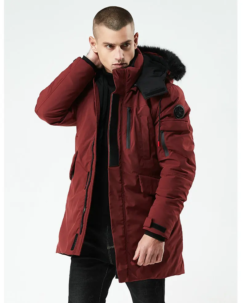 Nice Winter Coat Men Windbreaker Fur Hooded Thicken Jacket Men Streetwear Military Trench Coats Long Parka Jaqueta Masculina