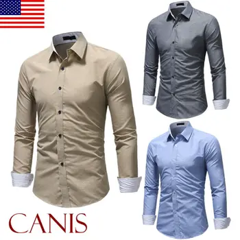 

Mens Long Sleeve Shirts Button Down Casual Formal Slim Fit Shirt
