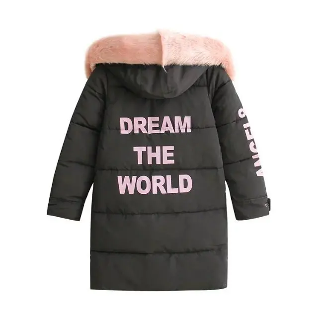 

2016 Western Style Autumn And Winter WOMEN'S Dress New Style Large Fur Collar Warm Thick Cotton-padded Clothes Women's Mid-lengt