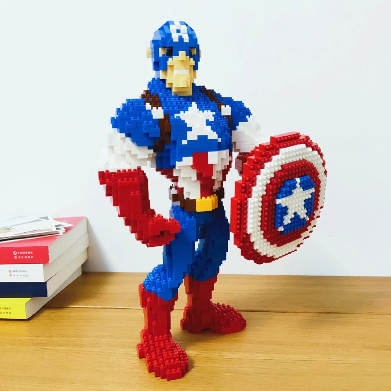 Marvel Мстители Капитан Америка герой DIY 3D модель алмаз Мини Строительные маленькие