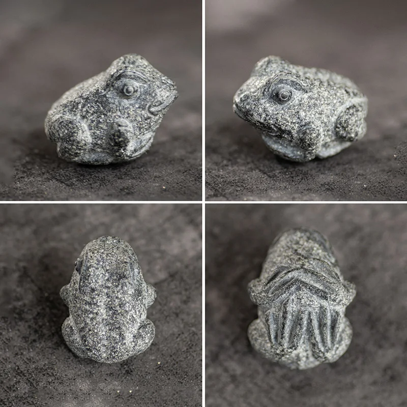 Frosch-Teehaustier 5cm aus Naturstein, handgeschnitzt, Zen Feng Shui Maskottchen, Kung-Fu-Teetisch-Ornament, Heim- und Bürodekoration, Glücksbringer-Geschenk – Detail 4