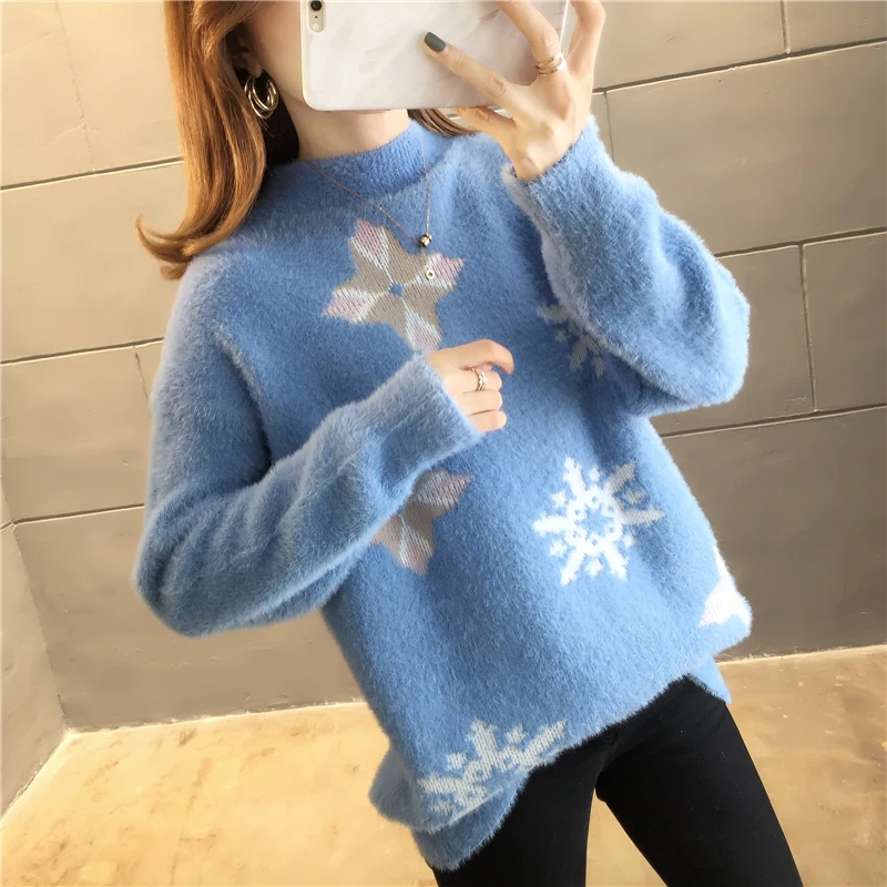 Пуловер, джемпер, Blusas De Inverno Feminina, новинка 9427, имитация норки, зимний свитер, 42-5 ряд, 2 полки на второй этаж - Цвет: see chart