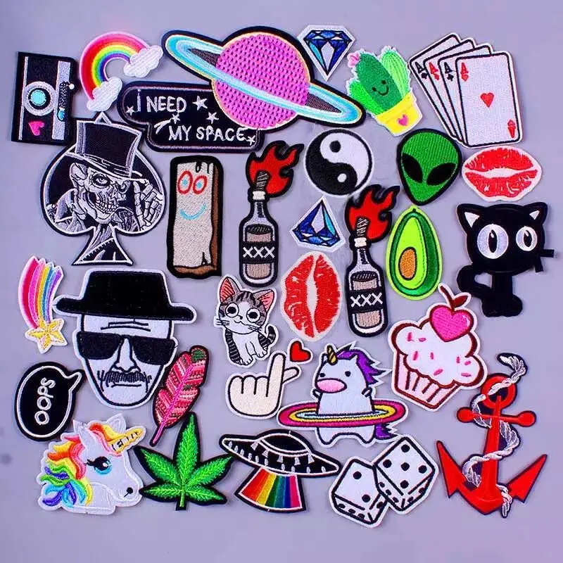 Pulaqi Cartoon Cat Unicorn Animal Embroidery Patches For Clothing DIY Iron On Patches