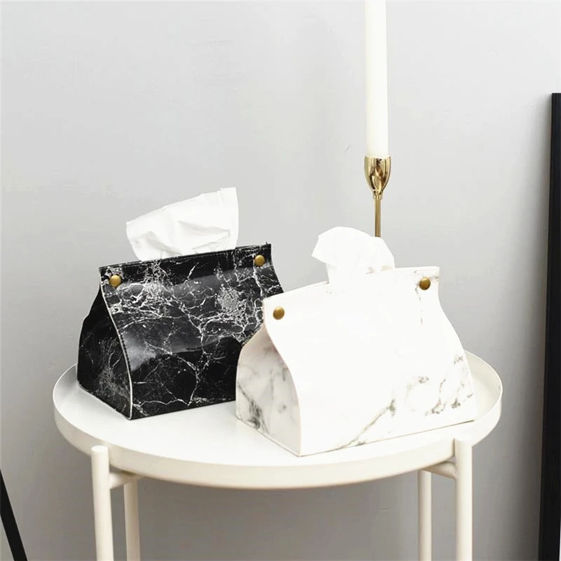 Шикарная коробка контейнер ткани ПУ кожа мраморный узор домашнее полотенце бумажные салфетки сумка держатель коробка чехол украшение стола