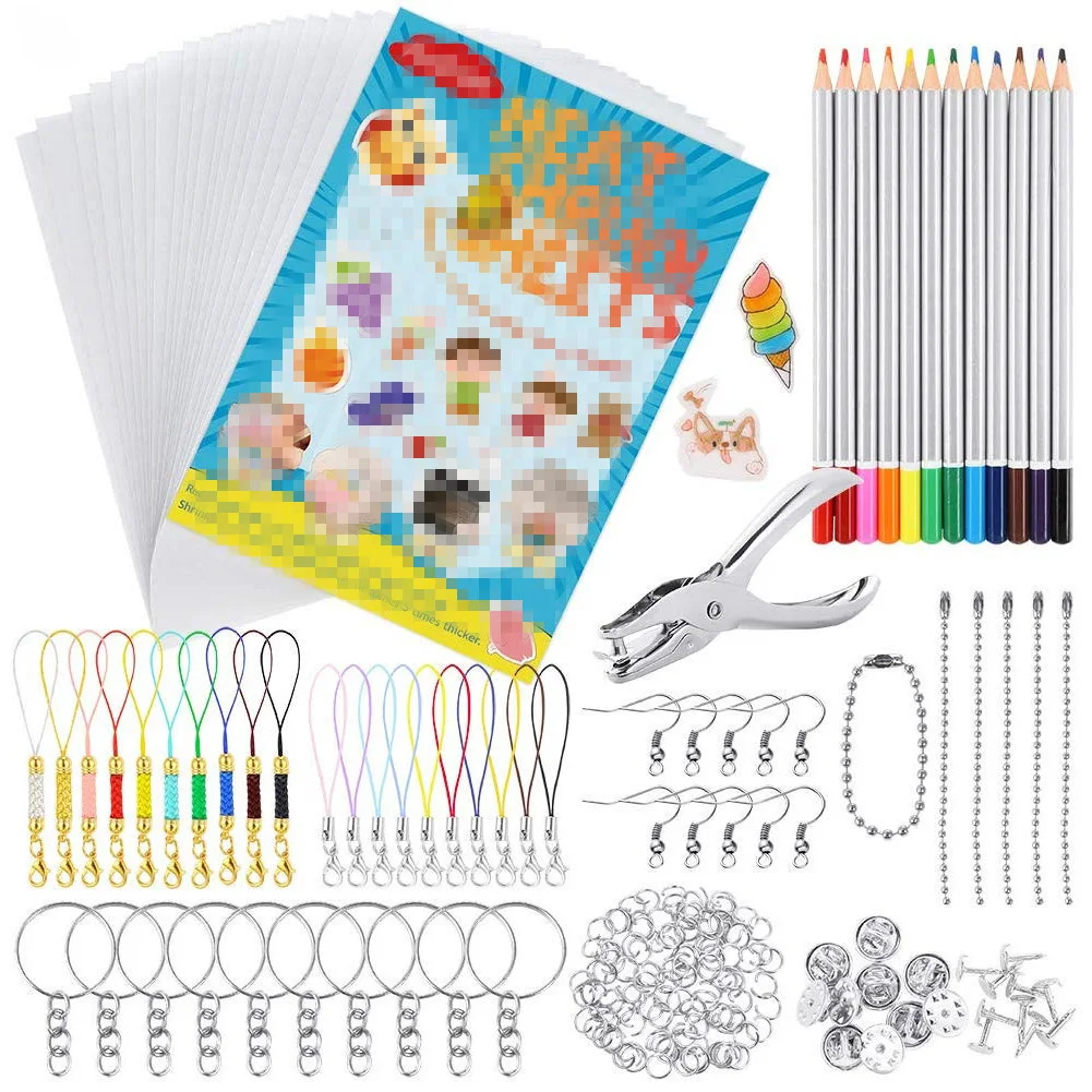 £10.61 Heat Shrink Plastic Sheet Kit Diy Keychains For Kids Shrinky