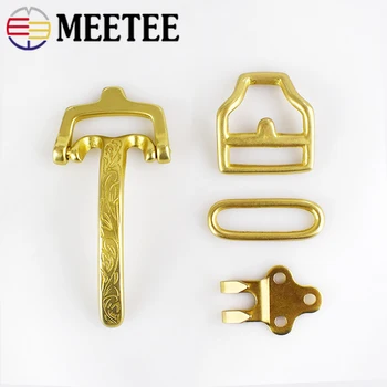 

Meetee 1set 40mm High-grade Metal Pure Copper Belt Buckles DIY Manual Coppers Casting Leather Crafts Decor Buckle Head