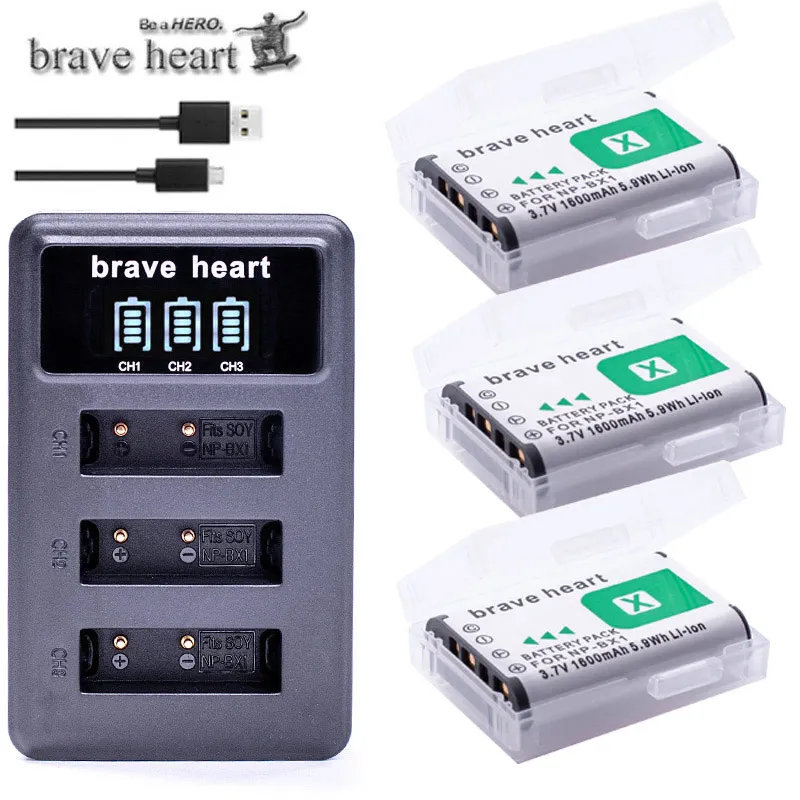 charger and 3battery 5x акумуляторная батарея NP-BX1 NPBX1 np bx1 батарея для sony DSC-RX100 DSC-WX500 HX300 WX300 HDR AS100v AS200V AS15 AS30V AS300 M3 M2 HX60 - Цвет: charger and 3battery