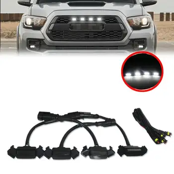

Car Front Grille Amber Lighting Smoked Lens white Kit For Toyota Tacoma w/TRD Pro 2016 ~ 2020 Car 12V LED Grill Lamp 4PCS