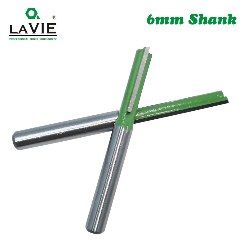 LAVIE 1pc 6mm Shank Straight Bit Tungsten Carbide Single Double Flute Router Bit Wood Milling Cutter for Woodwork Tool MC06020