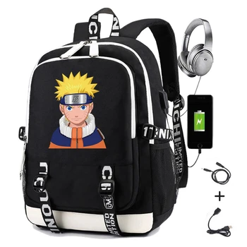

Naruto Hatake Kakashi Backpack for Men Teenager School Bag with Charging USB Printing Uzumaki Naruto Causal Travel Backpack