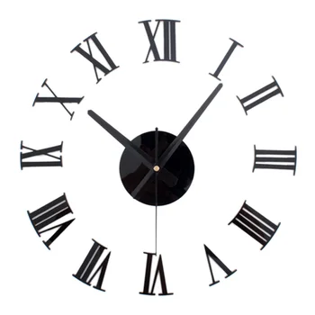 

Creative DIY Wall Clock Modern Design Living Room Clocks Retro Style Roman Numbers Acrylic Wall Watch 3D Stickers Home Decor