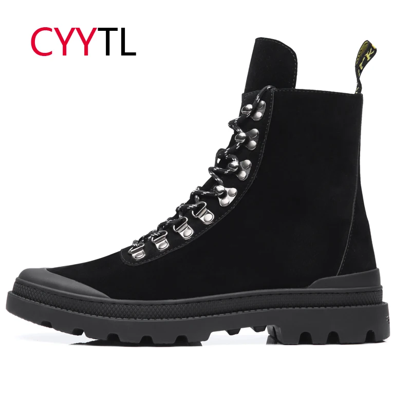 

CYYTL 2019 Fashion Men Winter Warm Boots Genuine Leather Safety Work Shoes Casual Ankle Lace-up Outdoor Bota Masculina Hombre