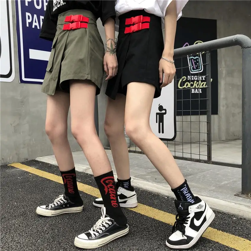 

Shorts Women Solid Retro Ladies Harajuku BF A-Line Cargo Short Womens Street Leisure Couple Trendy Irregular Large Pocket