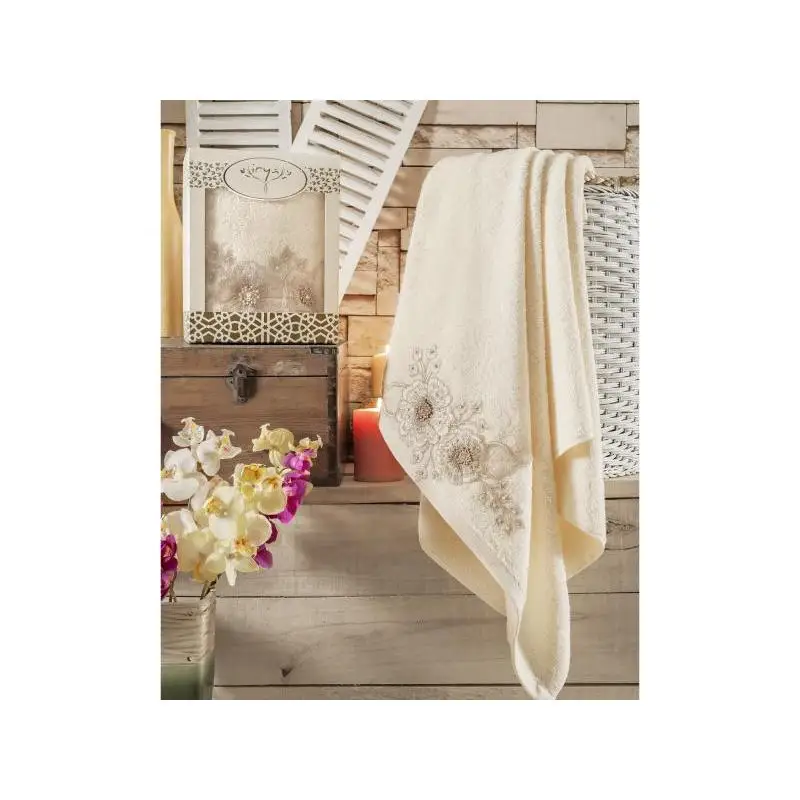 Полотенце банное irya, FLEUR, 85*150 см, кремовый