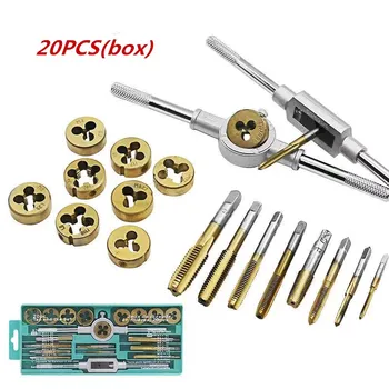 

20PCS / Tap tap and die set hardware tools hand tap tap wrench die metric tap tap combination cobalt titanium drill