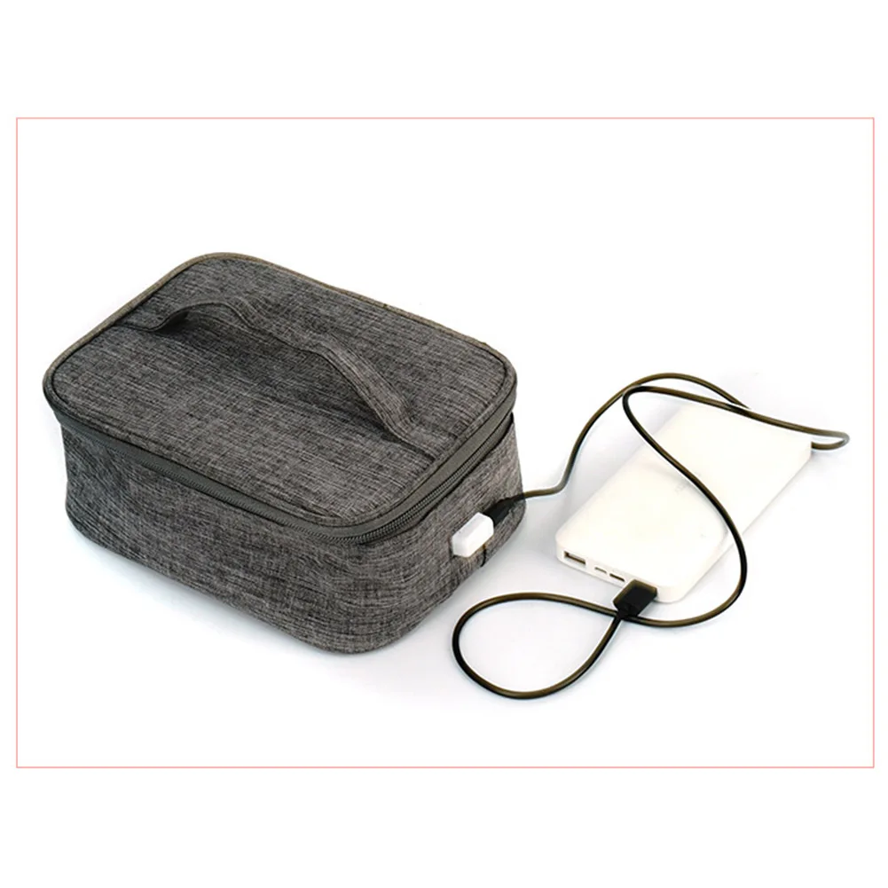 USB Food Heating Bag Container Lunch Heater Tote Electric Heated Lunch Box  Insulation Bag lunch box for Travel Cooking Car Office , Gray