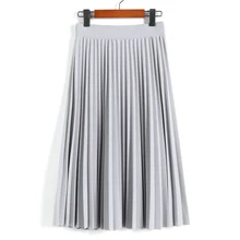 Модные женские плиссированные весенние летние юбки с высокой талией Повседневная приталенная Однотонная юбка средней длины с эластичной резинкой на талии, миди юбка куртка Femme