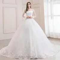 Best Selling 2024 Long Sleeve V Neck Lace Wedding Dress 2025 Vintage Bride Bridal Ball Gown Modest Wedding Dresses  Customized 2