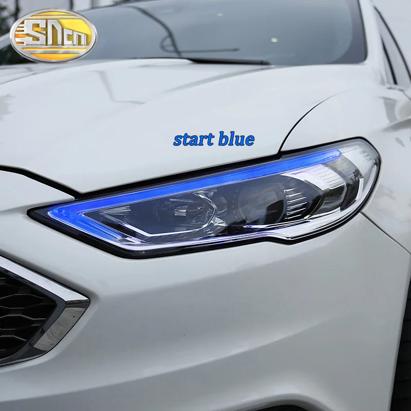 SNCN автомобильный Стайлинг светодиодный налобный фонарь для Ford Mondeo Fusion светодиодный DRL Start синий динамический сигнал поворота головная лампа в сборе