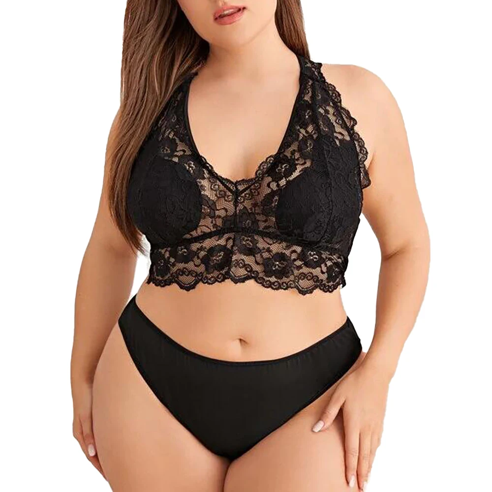 2021 nueva llegada las mujeres de talla grande arriba inalámbrico Sujetador de encaje superior de las mujeres de talla grande Bralette ropa interior Copa BrassiereD30