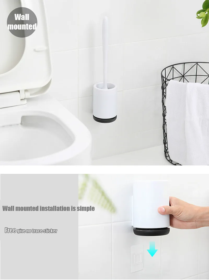 Creative Toilet Brush Rubber Head Holder Cleaning Brush For Toilet Bathroom Accessories Wall Mounted Ceramic Toilet Brushes Tool