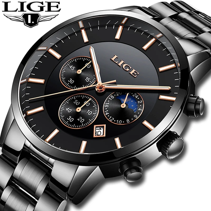 

New LIGE Mens Watches Luxury Waterproof Chronograph Military Sport Watch For Men Date Analogue Male Wrist Watches Relogio Clock