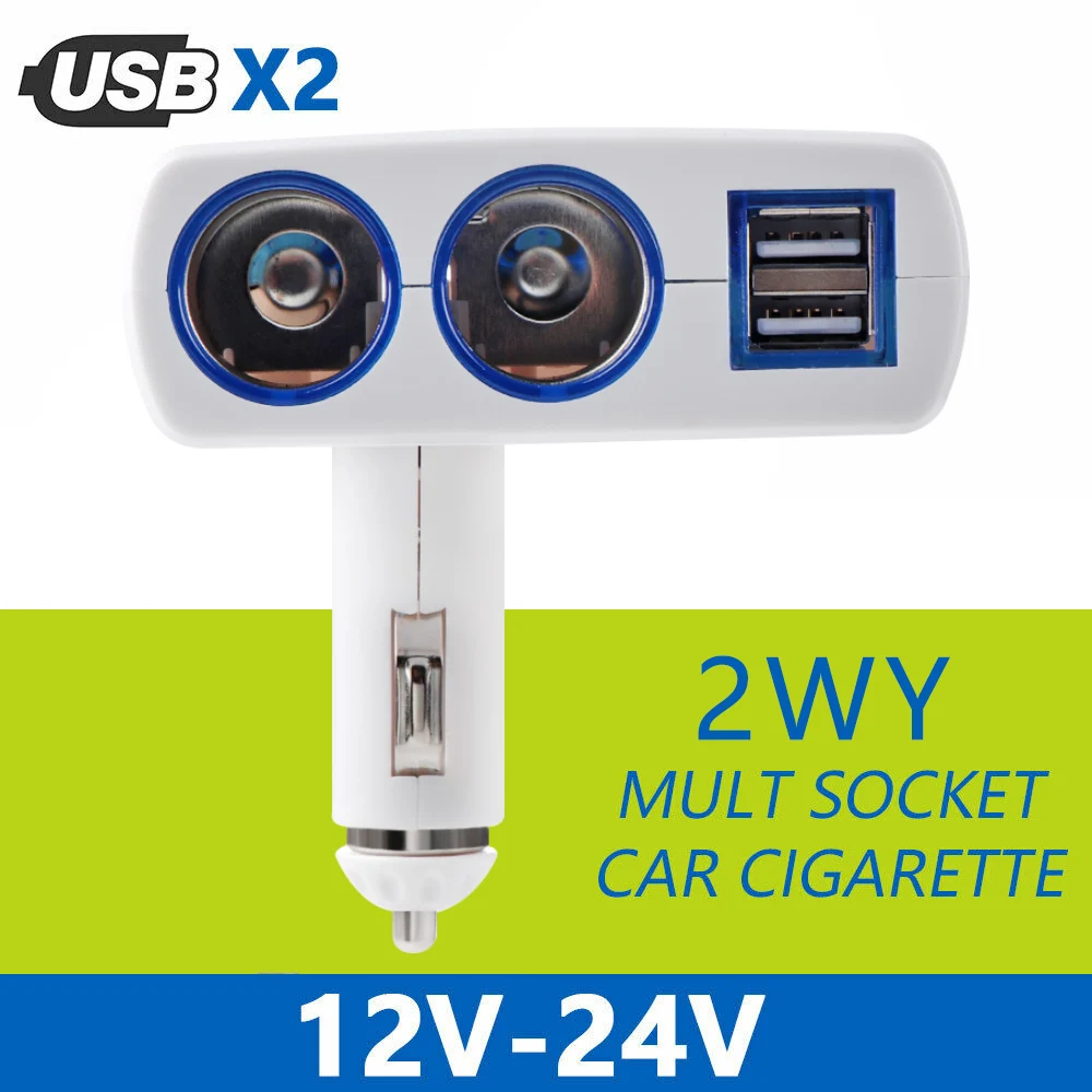 Авто двойной USB розетка для автомобильного прикуривателя сплиттер двойной штекер конвертер 12-24 В светодиодный зарядное устройство адаптер питания для телефона MP3 DVR gps